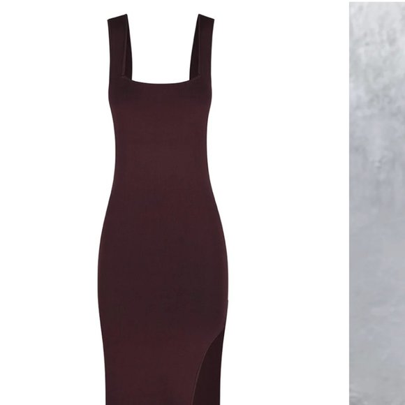 Shona Joy Basic Square Neck Midi Dress Size Medium Cocoa - Picture 4 of 10